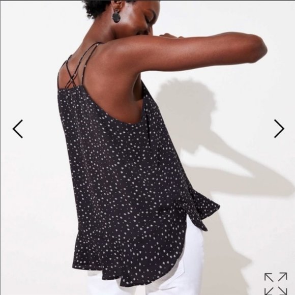 LOFT Black Cross Strap Flared Tank Top - Sz S - Picture 2 of 6